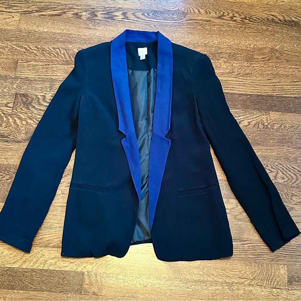 LC Lauren Conrad Women's Black and Blue Blazer - Size 4